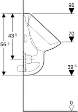GEBERIT Aller Urinal weiß – Zulauf oben, Abgang hinten/unten, 1 Liter Spülvolumen
