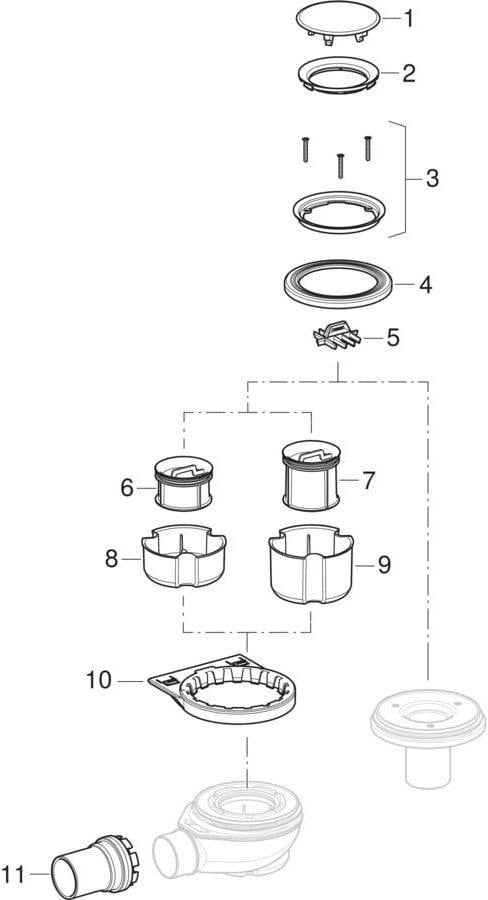 GEBERIT Ablaufanschluss für Setaplano Duschfläche – stockwerksdurchdringende Installation DN 50