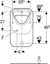 Geberit Urinal ALIVIO Wand-Tiefspüler mit Spülrand und verdeckter Befestigung in Weiß