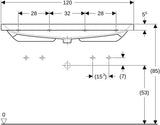 Geberit Acanto Doppelwaschtisch 120x48 cm – Weiß, wandmontiert, ohne Hahnloch & Überlauf