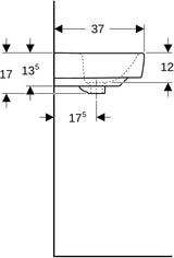 Geberit Renova Compact Waschtisch 60x37 cm mit Hahnloch und Überlauf, weiß
