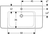 Geberit Renova Plan Waschtisch 90x48 cm mit Ablagefläche, Hahnloch mittig, weiß