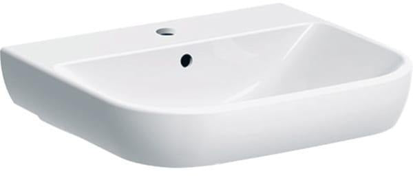 Geberit Smyle Waschtisch 55x48 cm mit Hahnloch und Überlauf in Weiß