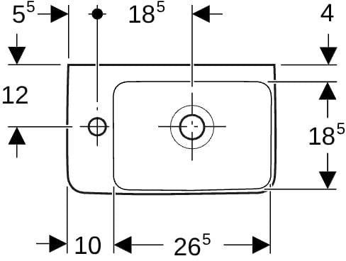 Geberit Renova Compact Handwaschbecken 40x25 cm, Hahnloch links, weiß – mit Überlauf