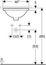Geberit VariForm Unterbauwaschtisch rund 40,5 cm weiß KeraTect ohne Hahnloch