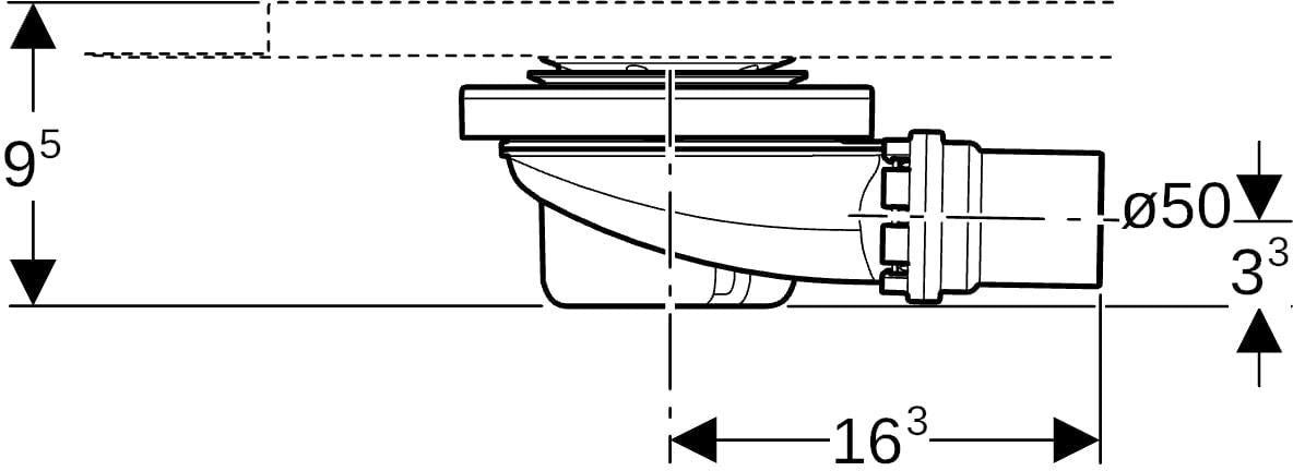 GEBERIT Duschwannenablauf für Setaplano – Sperrwasserhöhe 50 mm, DN 50, mit Siphon