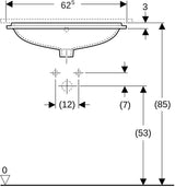 Geberit VariForm Unterbau-Waschtisch elliptisch 62,5 cm weiß KeraTect ohne Hahnloch