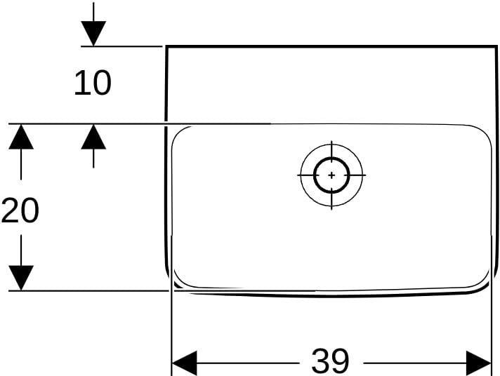 Geberit Renova Plan Handwaschbecken 45x34 cm weiß mit Hahnloch mittig und Überlauf