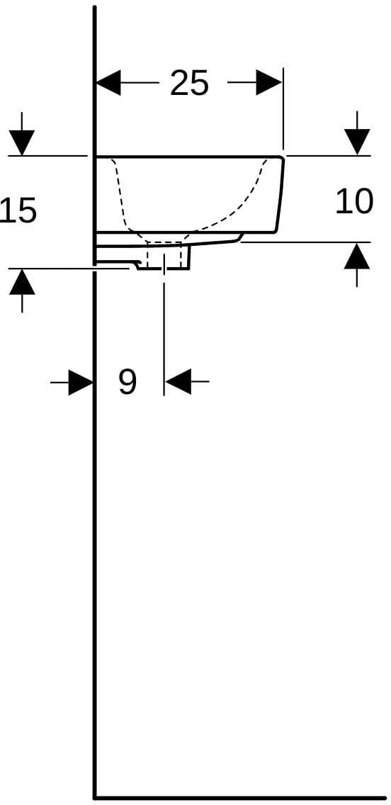 Geberit Renova Compact Handwaschbecken 40x25 cm ohne Hahnloch mit Überlauf weiß