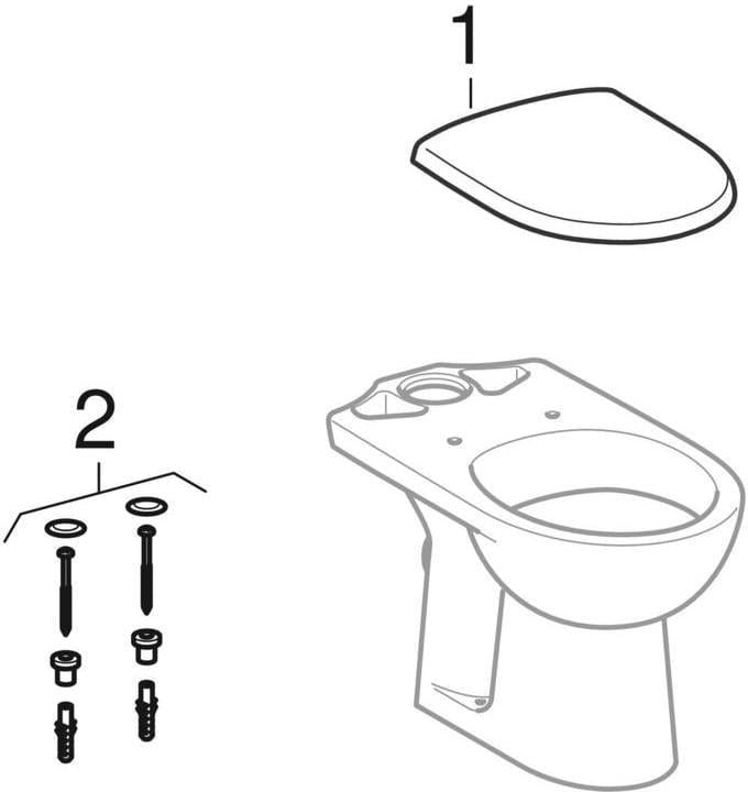 GEBERIT Renova Stand-WC für Aufsatz-Spülkasten, Tiefspüler, Abgang horizontal, weiß