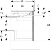 Geberit iCon Waschtischset 120 cm mit Unterschrank, 2 Schubladen, weiß hochglanz, KeraTect