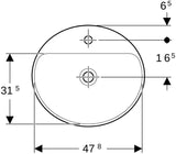 Geberit VariForm Einbauwaschtisch oval 50x45 cm mit Hahnlochbank und KeraTect in Weiß