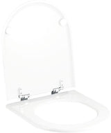 Geberit Courreges WC-Sitz Weiß mit verchromten Scharnieren – Duroplast, 155 mm Befestigungsabstand