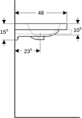 Geberit iCon Light Aufsatzwaschtisch 75x48 cm mit Hahnloch und Überlauf in Weiß