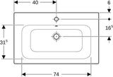 GEBERIT Renova Plan Möbelwaschtisch 100x48 cm mit Hahnloch und Überlauf in Weiß