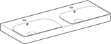 Geberit Smyle Doppelwaschtisch eckig 120x48cm mit Hahnloch und Überlauf, weiß