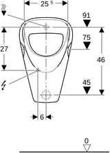 GEBERIT Aller Urinal weiß KeraTect – wandhängend, Zulauf hinten, Abgang hinten, 1 Liter Spülung