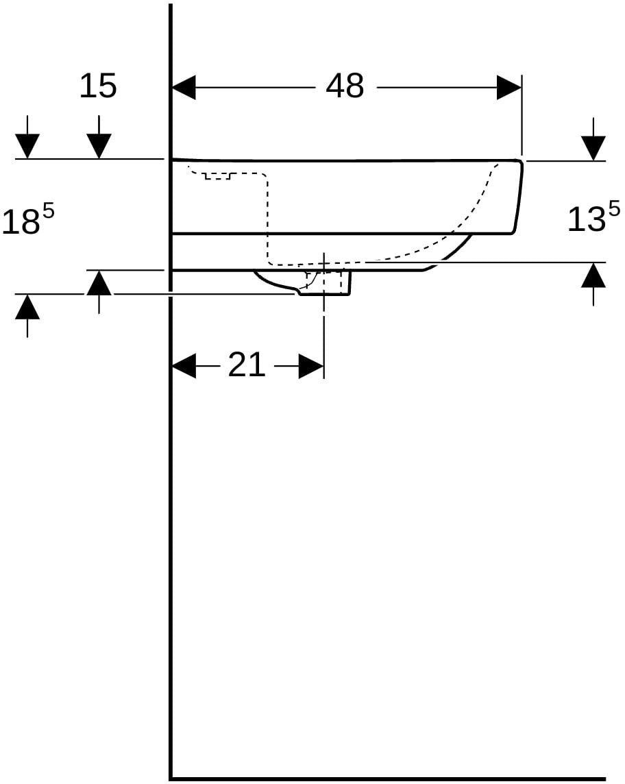 Geberit Renova Plan Waschtisch 55x44 cm mit Hahnloch, ohne Überlauf, weiß