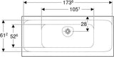 Geberit Tawa Duo Badewanne 170x75 cm weiß, rechteckig, schmaler Rand, 2-Sitzer
