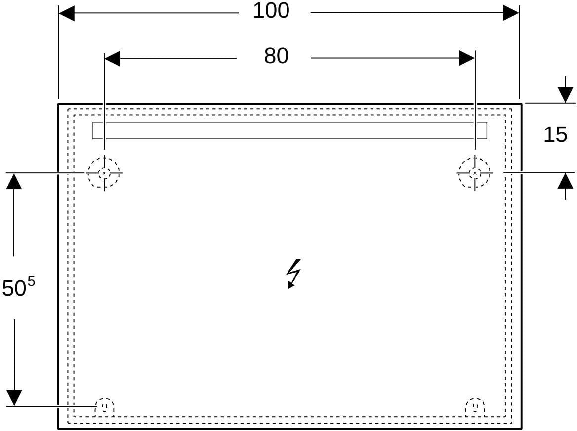 Geberit Option Basic Lichtspiegel eckig 50x70cm mit LED-Beleuchtung oben, Aluminium eloxiert
