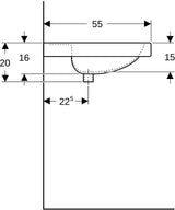 Geberit Preciosa Doppelwaschtisch 130x55 cm ohne Hahnloch, mit Überlauf, weiß