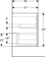 Geberit Renova Plan Unterschrank für Doppelmöbelwaschtisch, Nussbaum hickory hell, 129 cm, 2 Schubladen