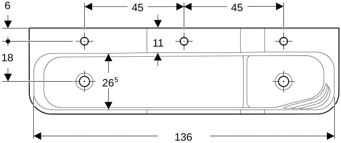 GEBERIT Bambini Spiel- und Waschlandschaft 140 cm – 3 Waschplätze, 3 Hahnlöcher, weiß-alpin matt