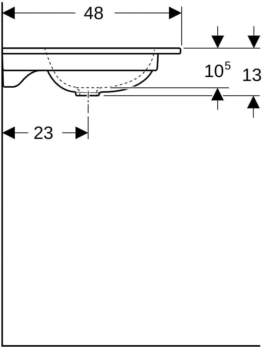 GEBERIT iCon Möbelwaschtisch 90x48 cm mit Hahnloch ohne Überlauf in Weiß