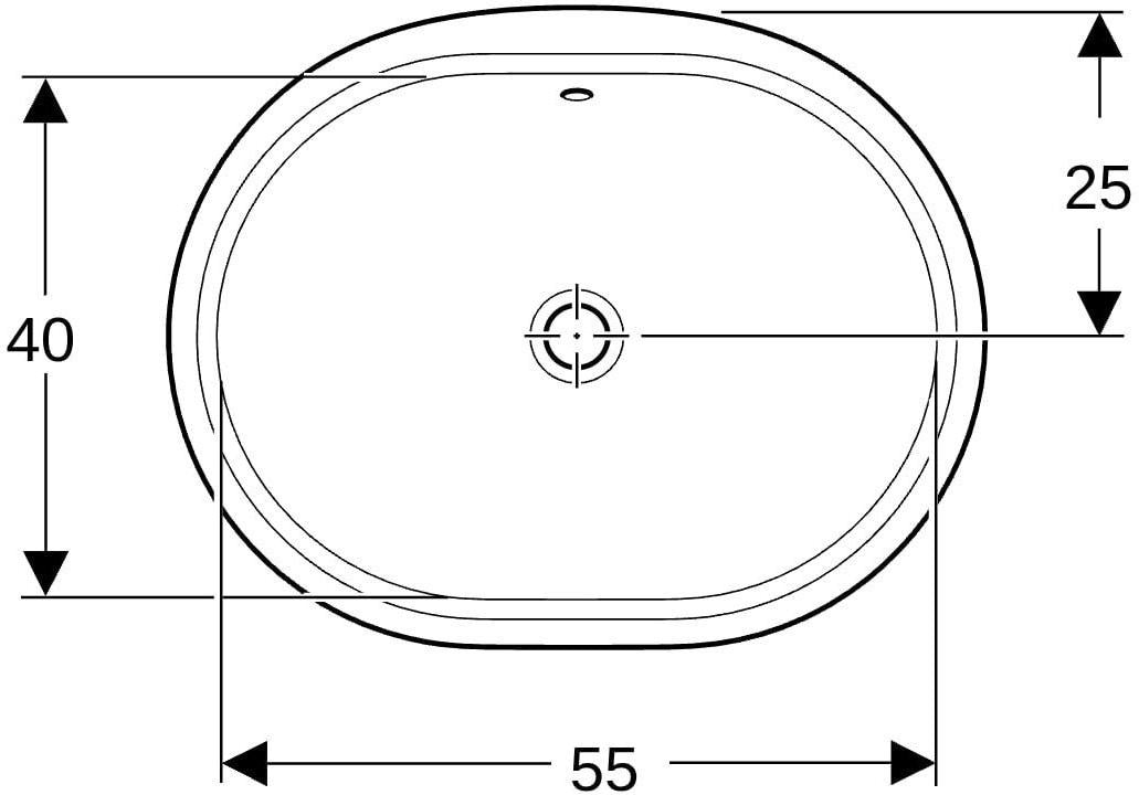 Geberit VariForm Unterbau-Waschtisch elliptisch 62,5 cm weiß KeraTect ohne Hahnloch