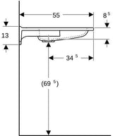 Geberit Publica Waschtisch 60x55 cm, rund, barrierefrei, weiß – Varicor, Hahnloch mittig, ohne Überlauf