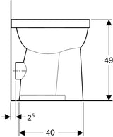 Geberit Renova Comfort Stand-WC Flachspüler erhöht, Abgang horizontal, weiß