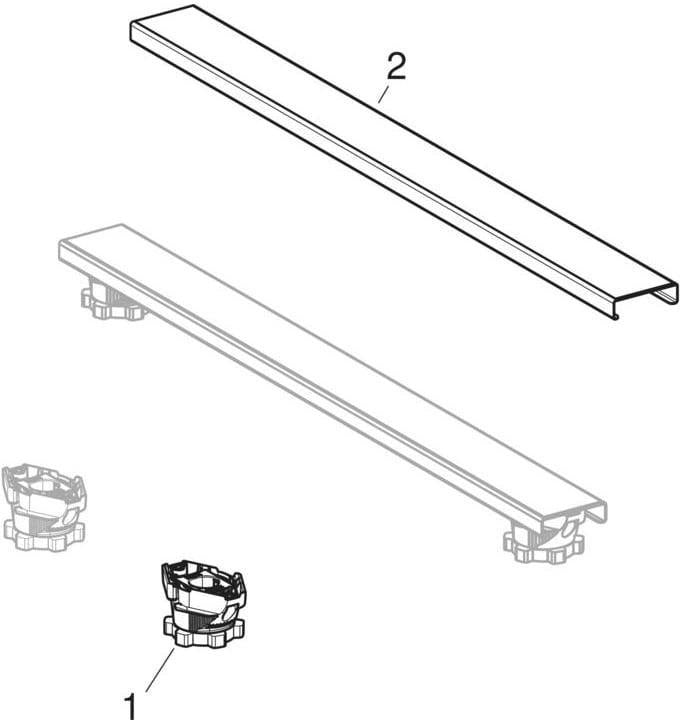 Geberit Set Füße und 4 Traversen 625mm für Duschwannen aus Steinharz, höhenverstellbar