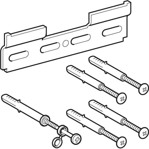 Geberit Befestigungsmaterial für Waschtischunterschrank und Seitenschrank – 6 Schrauben, 2 Platten, 6 Dübel