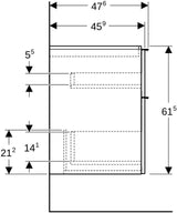 Geberit iCon Waschtischunterschrank 59,2 cm mit 2 Schubladen, weiß hochglanz – wandhängend