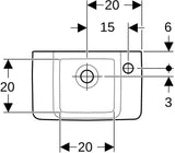 Geberit Renova Compact Handwaschbecken 40x25 cm, Hahnloch rechts, ohne Überlauf, weiß