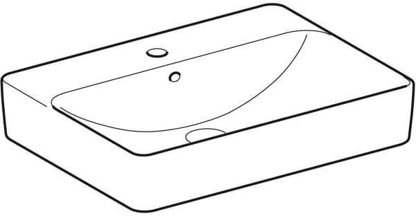 Geberit VariForm Aufsatzwaschtisch rechteckig 60x45cm mit Hahnloch und KeraTect in Weiß