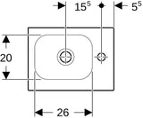 Geberit iCon Light Handwaschbecken 38x28 cm mit Hahnloch rechts, ohne Überlauf, weiß