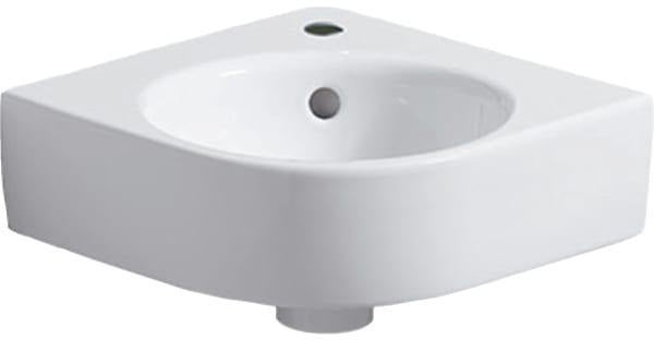 GEBERIT Renova Compact Eckhandwaschbecken 45x39,5 cm weiß mit Hahnloch und Überlauf