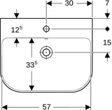 Geberit Smyle Waschtisch 55x48 cm mit Hahnloch und Überlauf in Weiß
