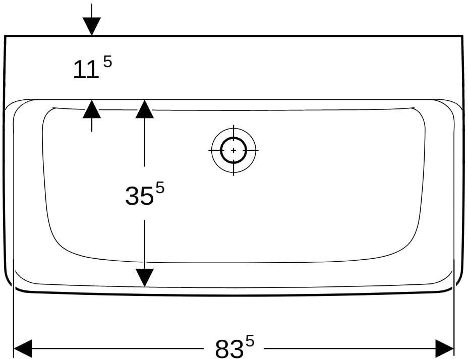 GEBERIT Renova Plan Waschtisch 55x44cm ohne Hahnloch & Überlauf, weiß – Unterbaufähig
