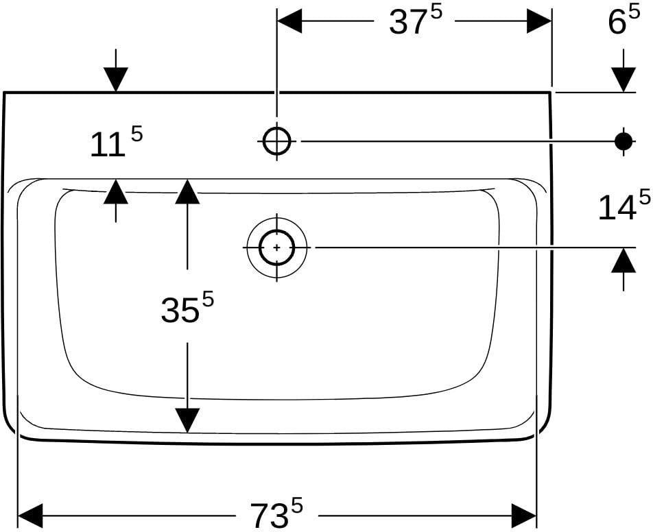 Geberit Renova Plan Waschtisch 55x44 cm mit Hahnloch, ohne Überlauf, weiß