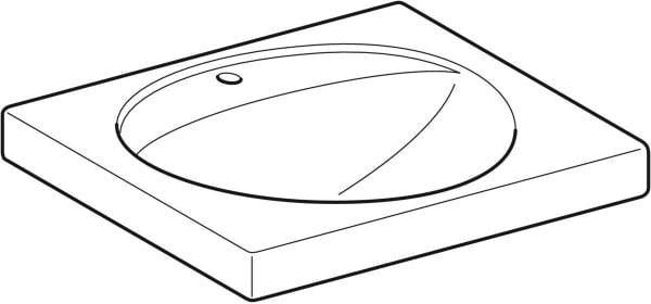 Geberit Preciosa Waschtisch 60 cm mit Ablagefläche, Hahnloch mittig, ohne Überlauf, weiß