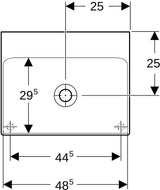 Geberit ONE Aufsatzwaschtisch 50x41 cm weiß KeraTect ohne Hahnloch ohne Überlauf