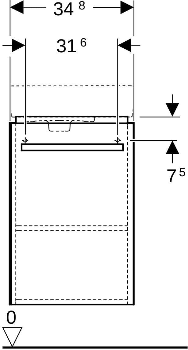 Geberit Renova Compact Unterschrank für Handwaschbecken 34,8 cm, 1 Tür, weiß