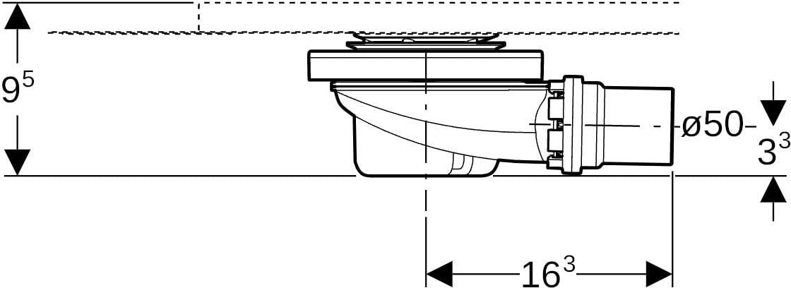GEBERIT Duschwannenablauf für Setaplano mit Siphonhalter, Sperrwasserhöhe 50 mm, weiß-alpin