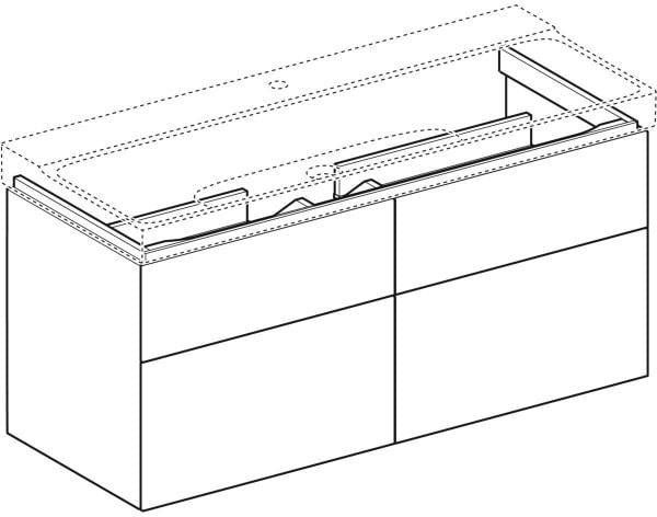 Geberit Xeno2 Unterschrank für Waschtisch, 120 cm, 4 Schubladen, weiß hochglänzend