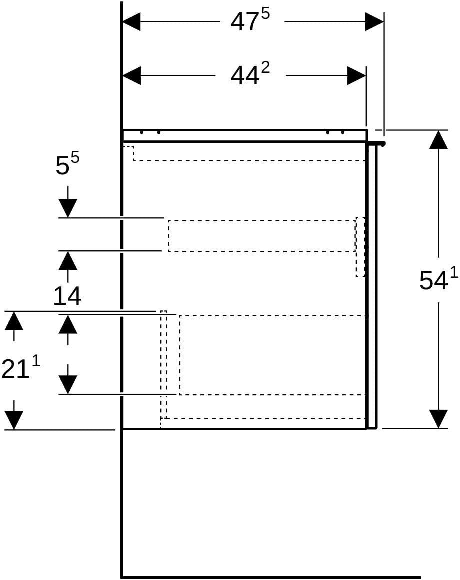 Geberit Acanto Waschtischunterschrank 90 cm, weiß hochglänzend, 1 Schublade + Innenschublade