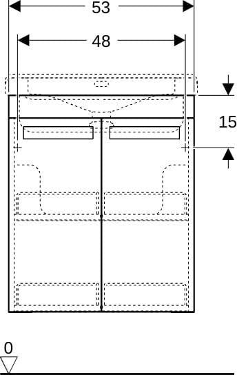 GEBERIT Renova Comfort Waschtischunterschrank 53 cm, 2 Türen, weiß matt, wandhängend
