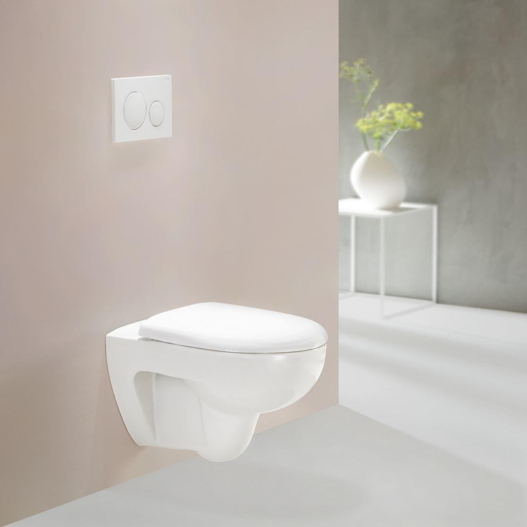 Geberit Renova Set Wand-WC Rimfree spülrandlos mit WC-Sitz, Tiefspüler, weiß
