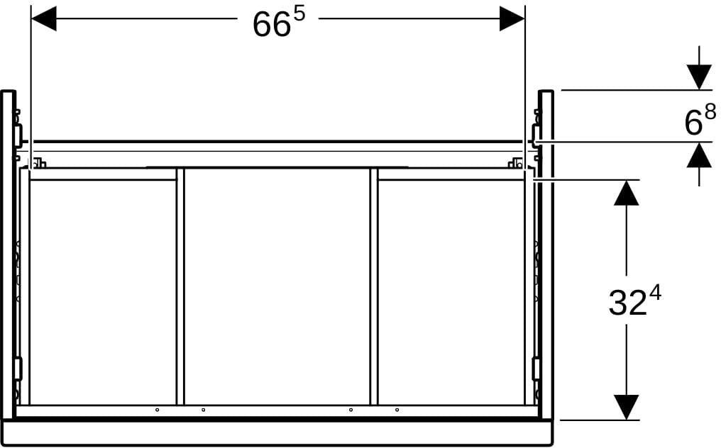 Geberit iCon Waschtischunterschrank 74 cm, 2 Schubladen, weiß hochglanz – wandhängend, mit Selbsteinzug